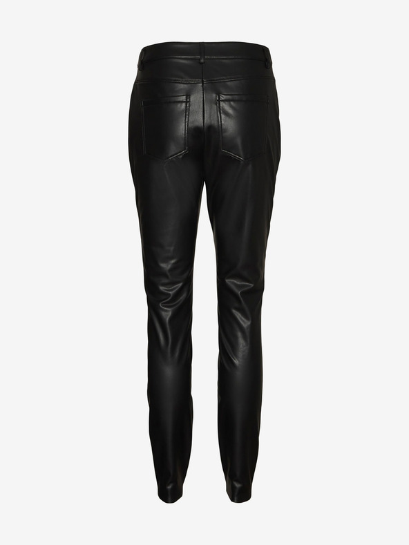 Noisy May Černé koženkové skinny fit kalhoty Noisy May Elly
