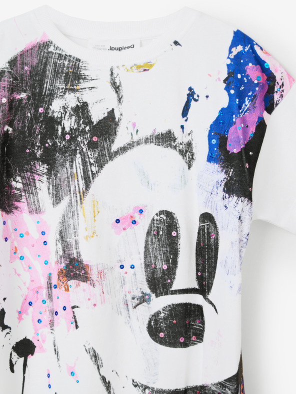 Desigual Bílé holčičí tričko Desigual Mickey Splash