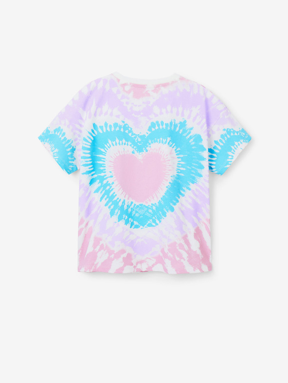 Desigual Bílo-fialové holčičí batikované tričko Desigual Hippie