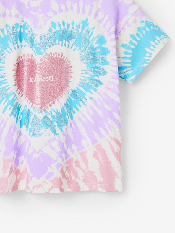 Desigual Bílo-fialové holčičí batikované tričko Desigual Hippie