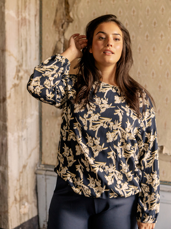 Fransa Bílo-modrá květovaná halenka Fransa