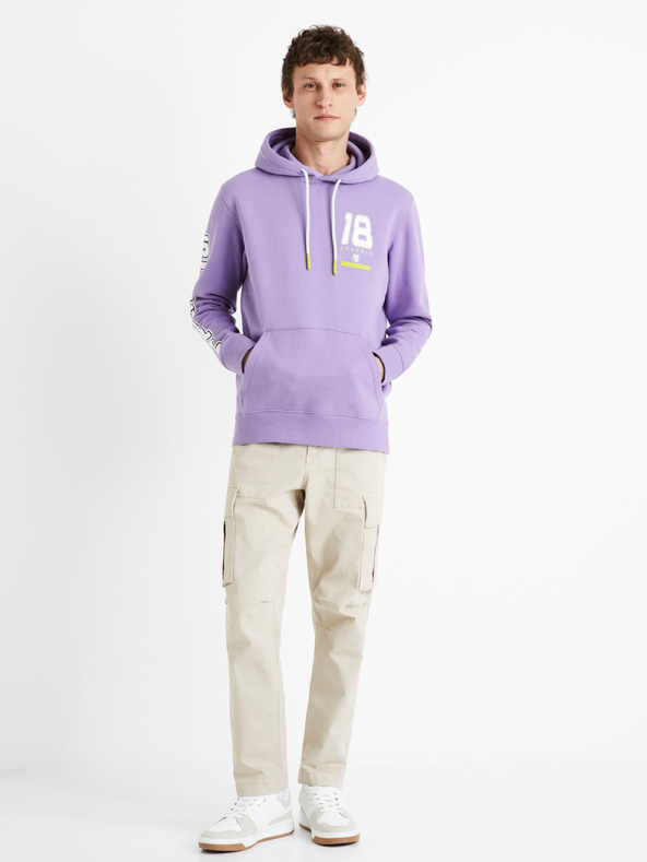 Celio Fialová pánská mikina s kapucí Celio Dragon Ball Z