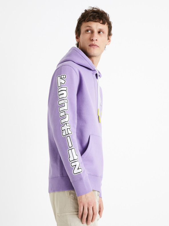 Celio Fialová pánská mikina s kapucí Celio Dragon Ball Z