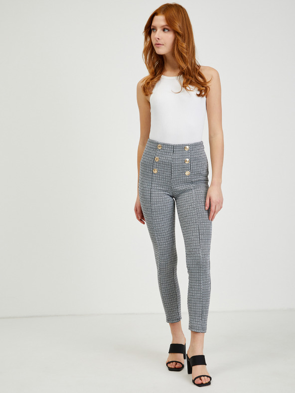 Orsay Bílo-černé dámské vzorované kalhoty ORSAY