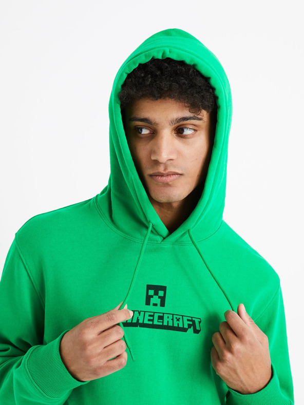 Celio Zelená pánská mikina Celio Minecraft