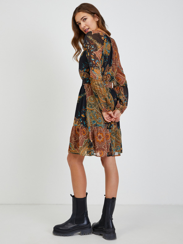 Orsay Černo-hnědé dámské vzorované šaty ORSAY