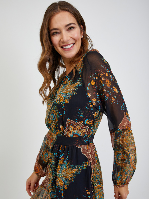 Orsay Černo-hnědé dámské vzorované šaty ORSAY