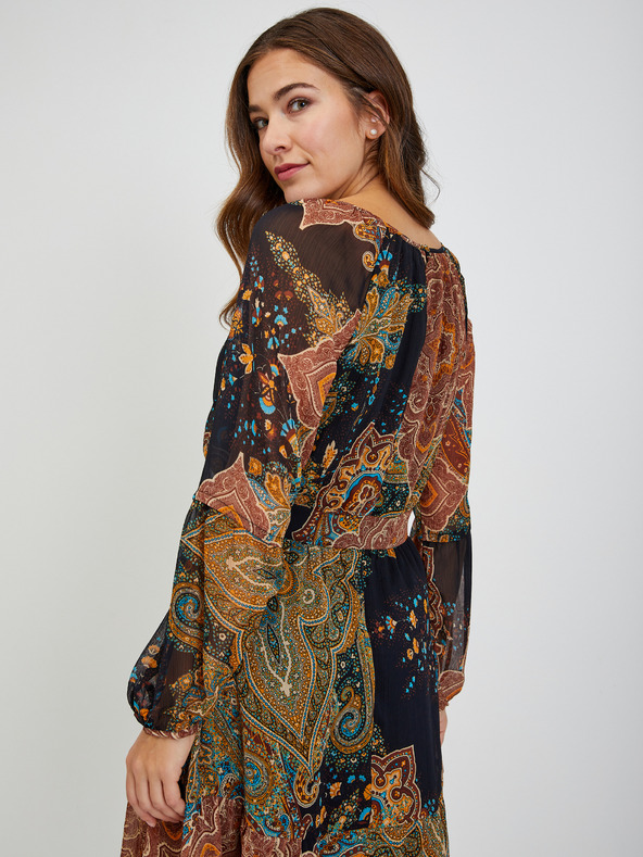 Orsay Černo-hnědé dámské vzorované šaty ORSAY