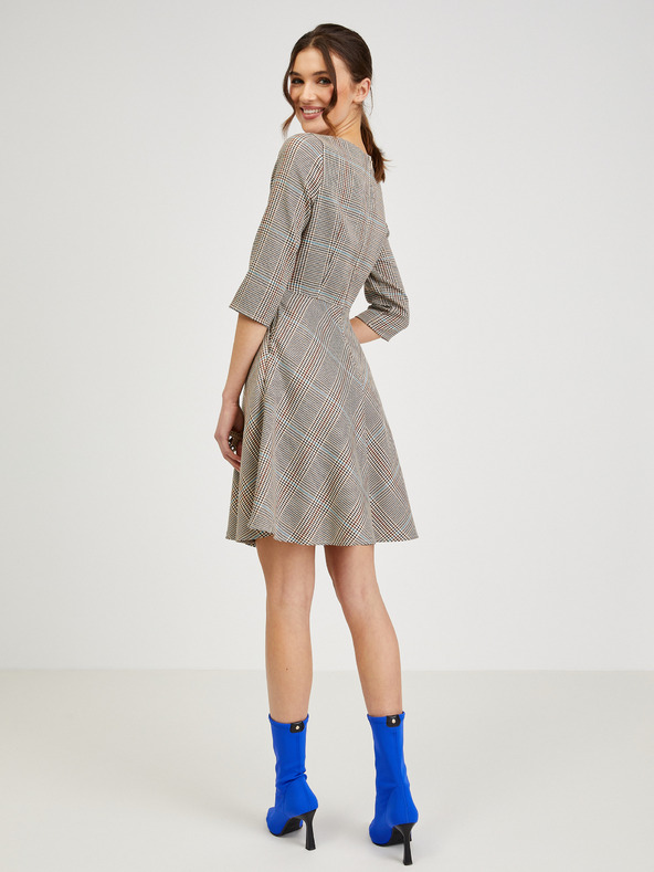 Orsay Hnědé dámské kárované šaty ORSAY