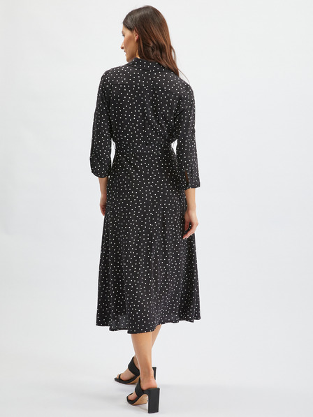 Orsay Černé dámské puntíkované košilové midišaty ORSAY