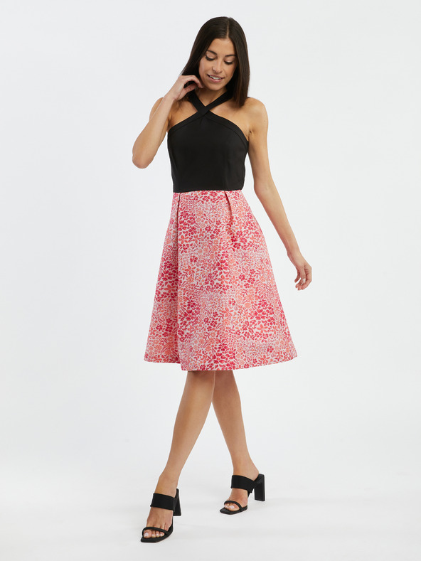 Orsay Růžovo-černé dámské květované šaty ORSAY