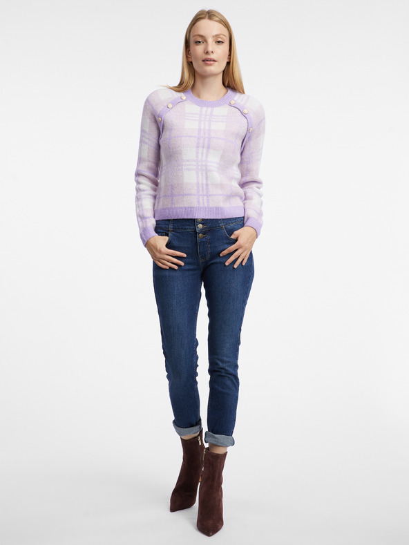Orsay Světle fialový dámský károvaný svetr ORSAY