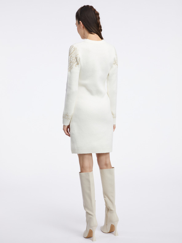 Orsay Krémové dámské svetrové šaty ORSAY