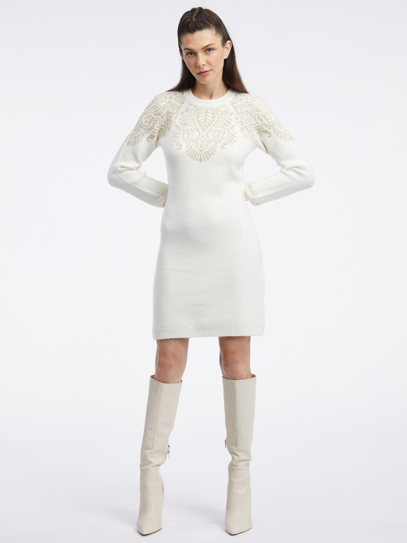 Orsay Krémové dámské svetrové šaty ORSAY