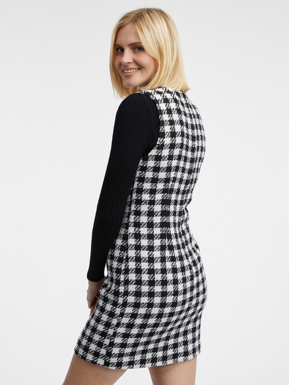 Orsay Bílo-černé dámské kostkované šaty ORSAY