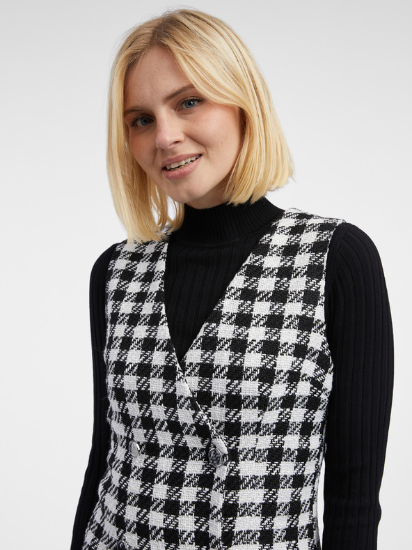 Orsay Bílo-černé dámské kostkované šaty ORSAY