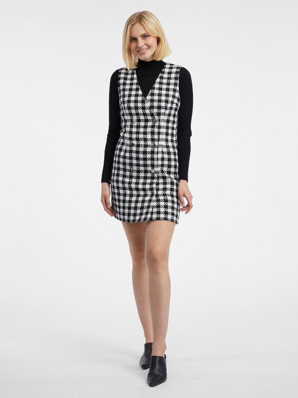 Orsay Bílo-černé dámské kostkované šaty ORSAY