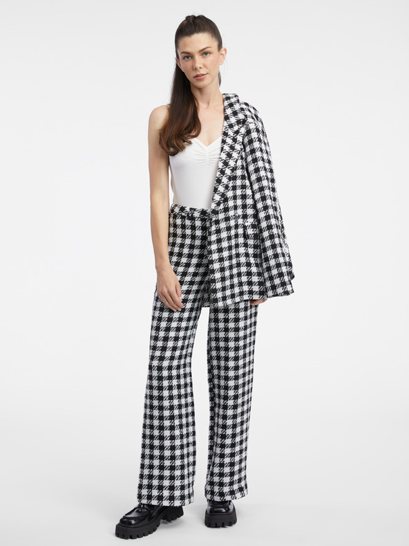 Orsay Bílo-černé dámské vzorované kalhoty ORSAY