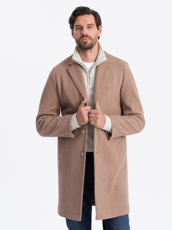 Ombre Clothing Světle hnědý pánský lehký kabát Ombre Clothing