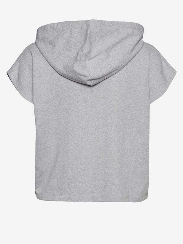Vero Moda Světle šedá žíhaná mikina s krátkým rukávem a kapucí VERO MODA Renew
