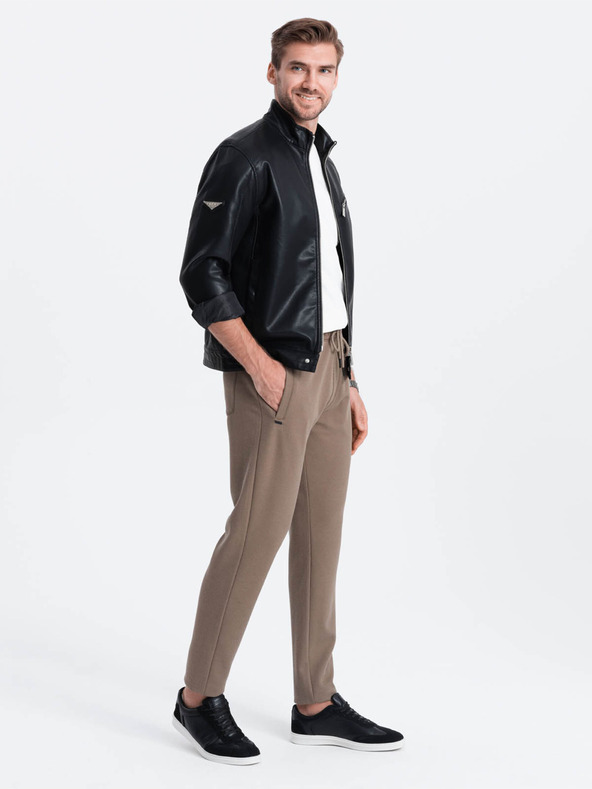 Ombre Clothing Hnědé pánské basic tepláky Ombre Clothing