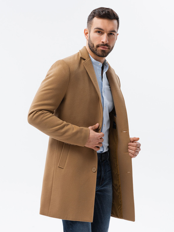 Ombre Clothing Béžový pánský lehký kabát Ombre Clothing