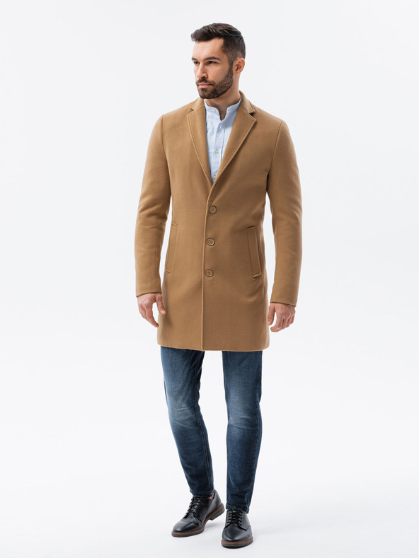 Ombre Clothing Béžový pánský lehký kabát Ombre Clothing