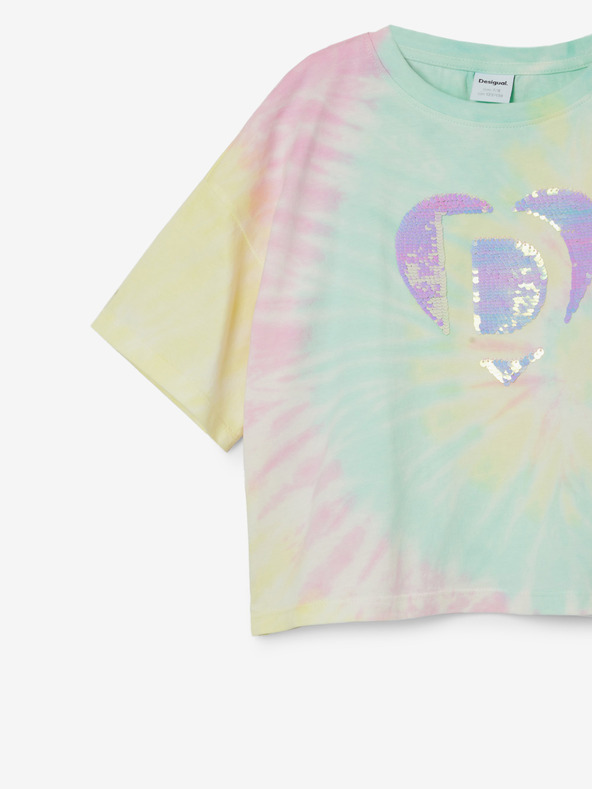 Desigual Žluto-zelené holčičí batikované tričko Desigual Daira