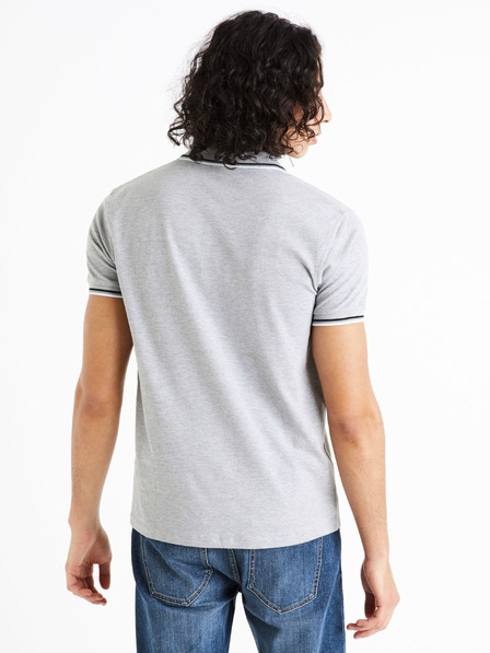 Celio Světle šedé pánské polo tričko Celio Decolrayeb