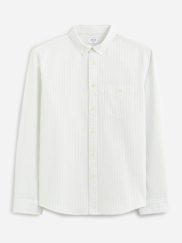Celio Světle zelená pánská pruhovaná košile Celio Caoxfordy