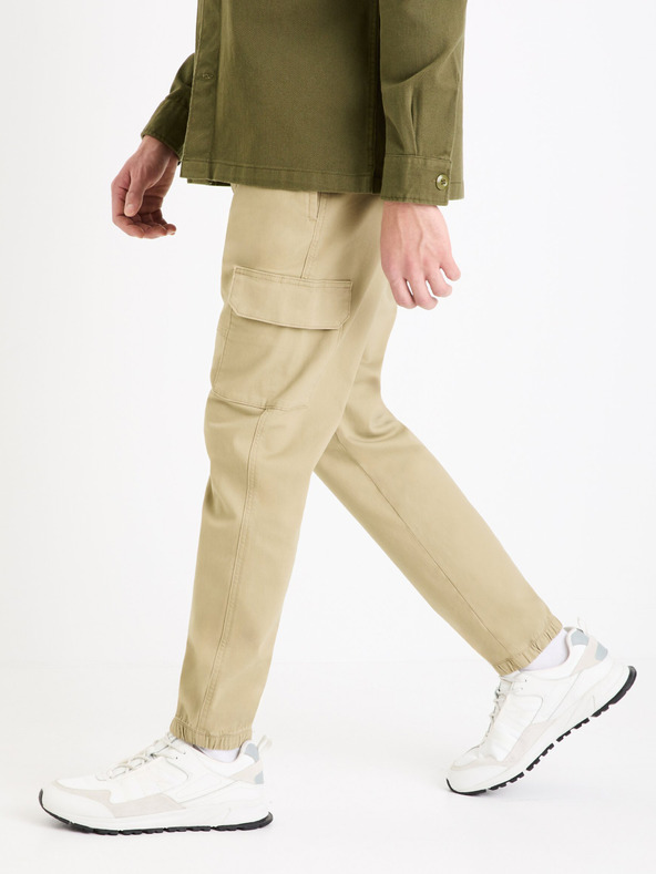 Celio Béžové pánské cargo kalhoty Celio Dolyte