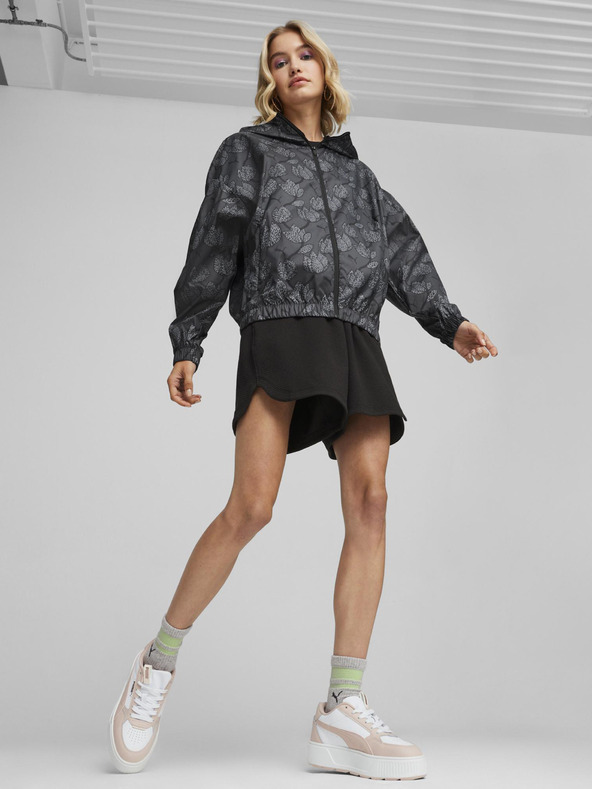 Puma Šedá dámská lehká vzorovaná bunda Puma Blossom AOP Windbreaker