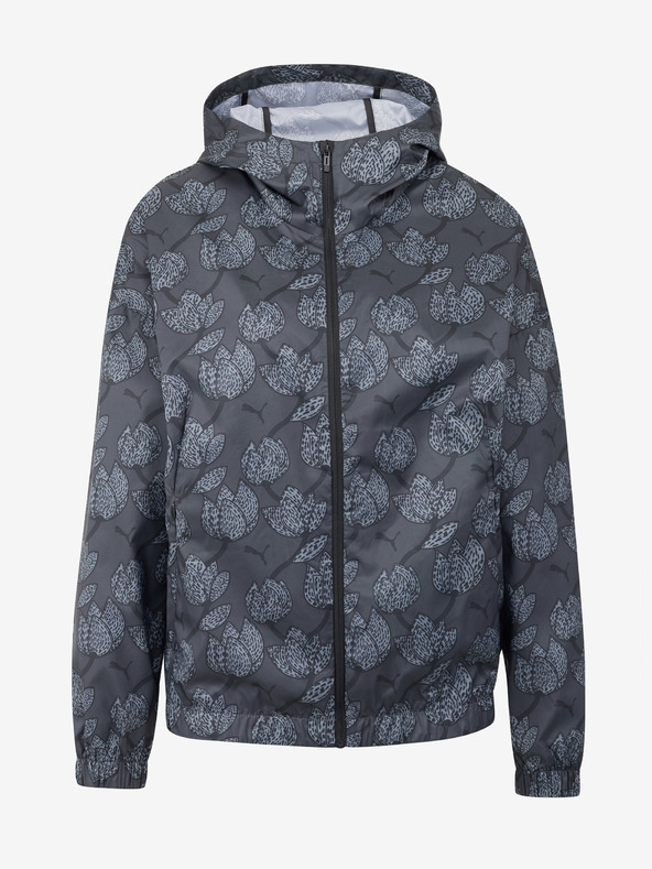 Puma Šedá dámská lehká vzorovaná bunda Puma Blossom AOP Windbreaker