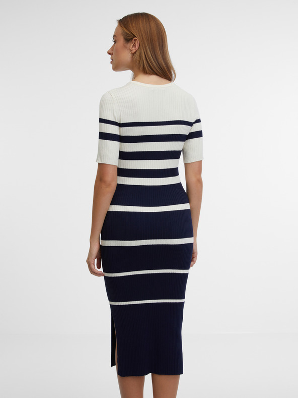 Orsay Modré dámské pruhované šaty ORSAY