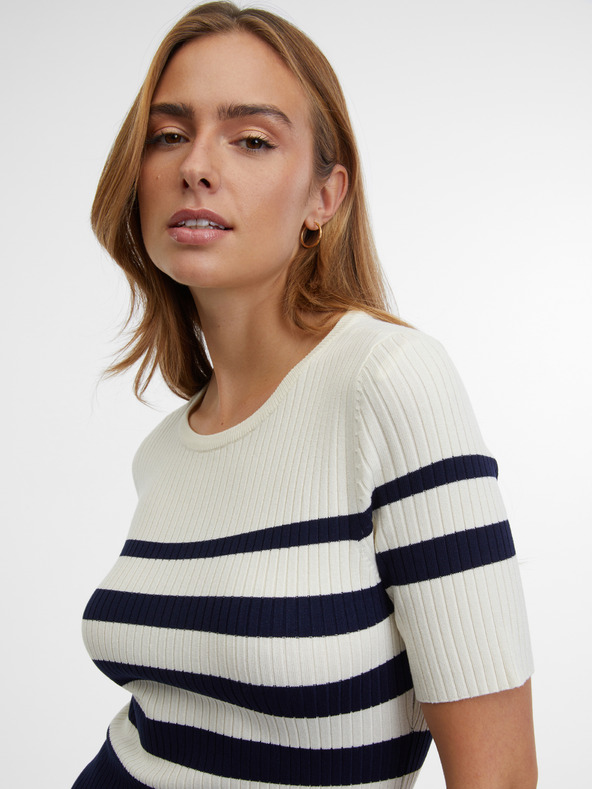 Orsay Modré dámské pruhované šaty ORSAY