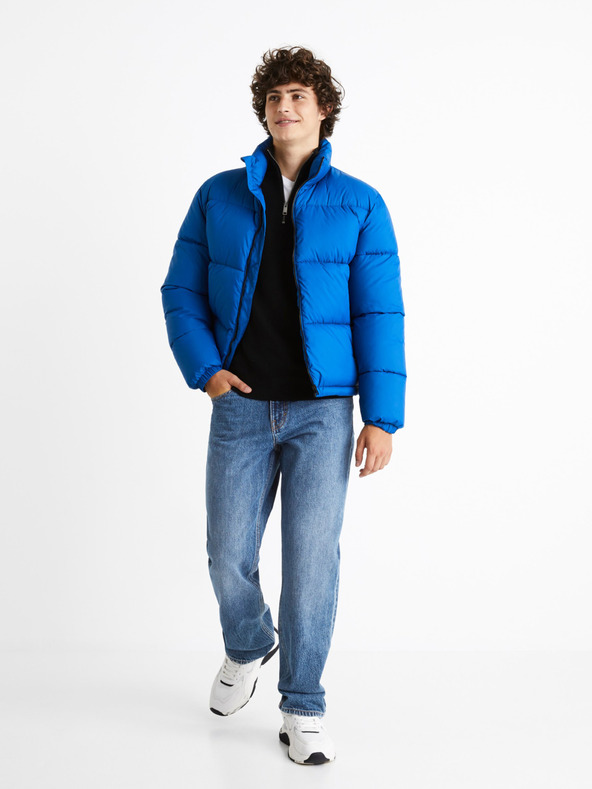 Celio Modrá pánská zimní prošívaná bunda Celio Cuparigi