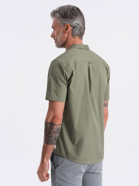 Ombre Clothing Khaki pánská košile s krátkým rukávem Ombre Clothing