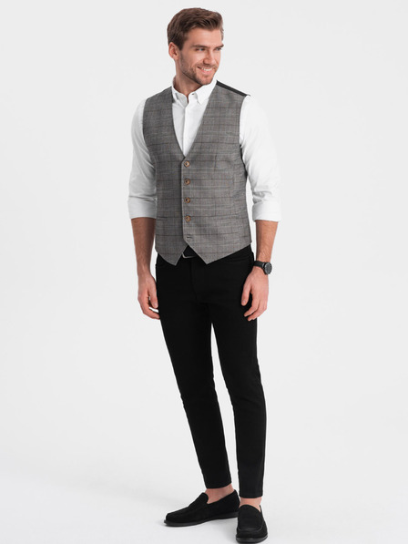 Ombre Clothing Šedá pánská vesta bez klop Ombre Clothing