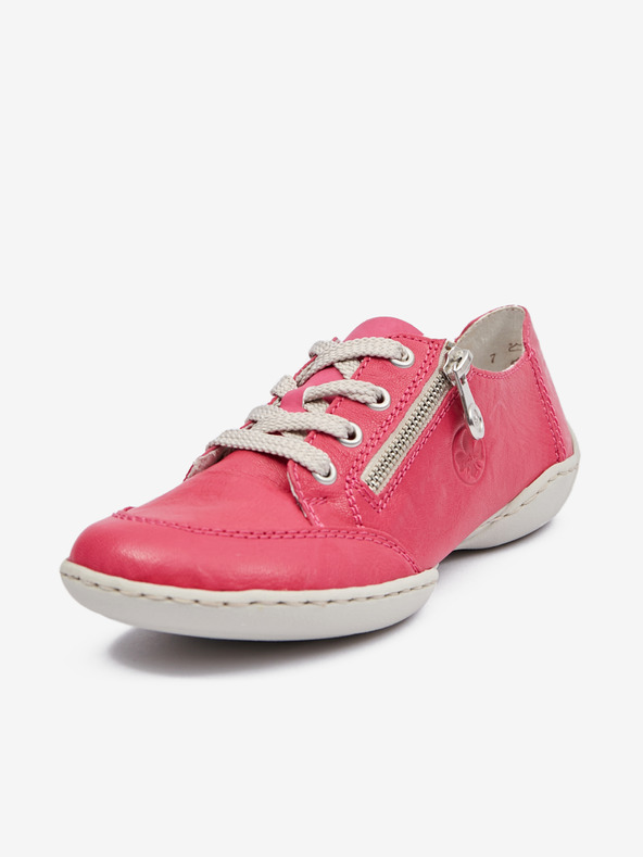 Rieker Tmavě růžové dámské kožené tenisky Rieker