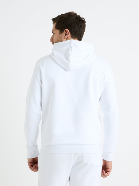 Celio Bílá pánská mikina s kapucí Celio Fesix