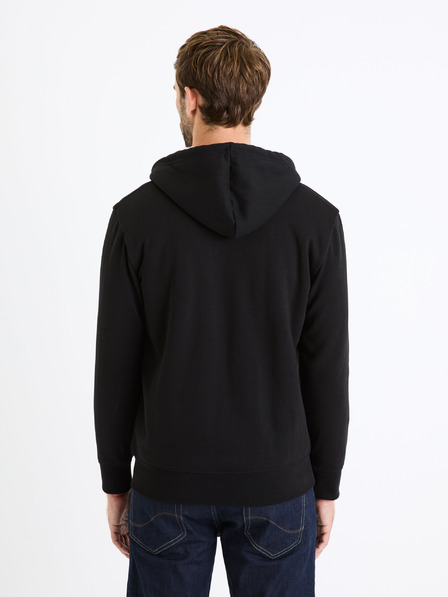 Celio Černá pánská zateplená mikina na zip s kapucí Celio Fesherpax