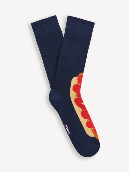 Celio Tmavě modré pánské vzorované ponožky Celio Hot Dog