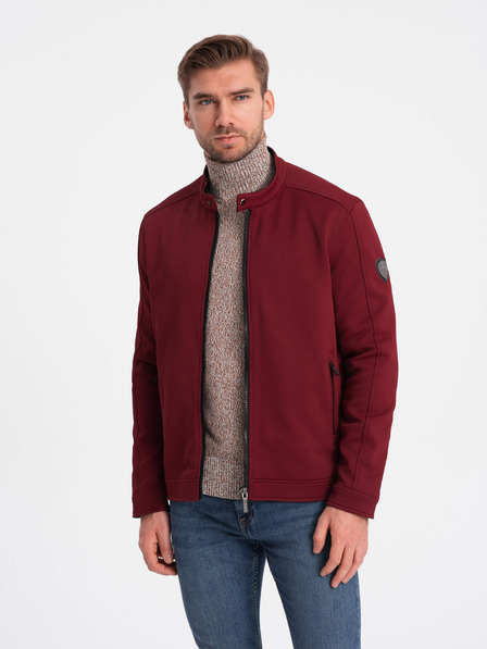 Ombre Clothing Vínová pánská lehká bunda Ombre Clothing BIKER