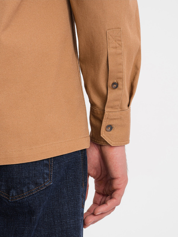 Ombre Clothing Hnědá pánská košile Ombre Clothing