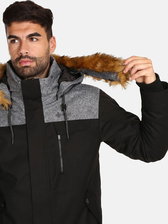 Kilpi Černá pánská zimní bunda s umělým kožíškem Kilpi ALPHA