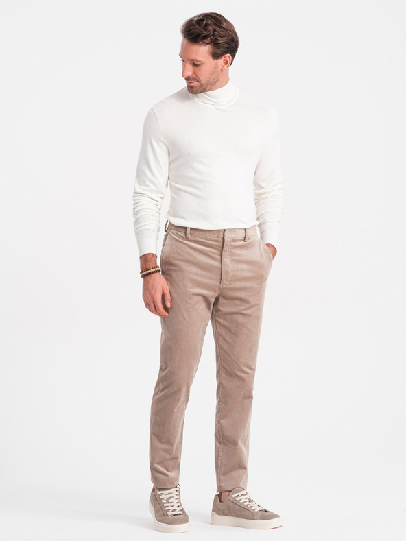 Ombre Clothing Krémový pánský basic svetr s rolákem Ombre Clothing