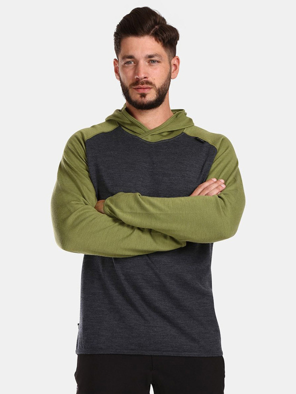 Kilpi Zeleno-šedý pánský svetr z Merino vlny Kilpi MOSEO-M