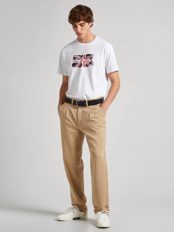 Pepe Jeans Bílé pánské tričko Pepe Jeans