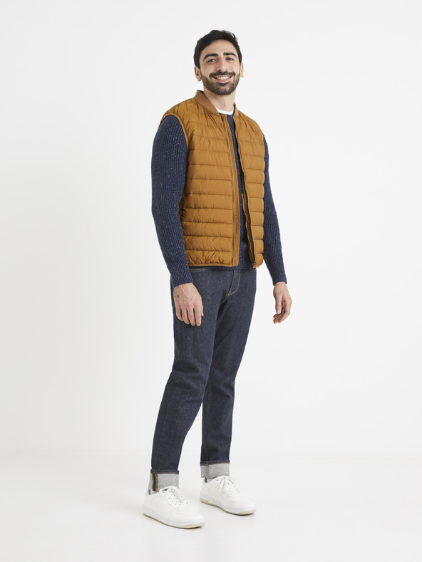 Celio Tmavě modrý pánský žíhaný svetr Celio