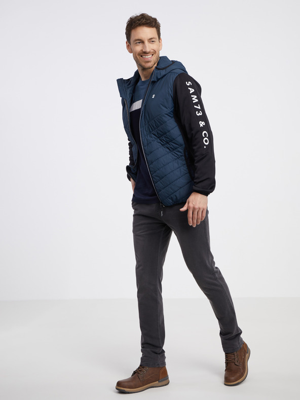 Sam 73 Tmavě modrá pánská lehká prošívaná bunda SAM 73 Travis